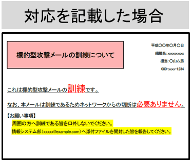クリック後に表示される画面の文例