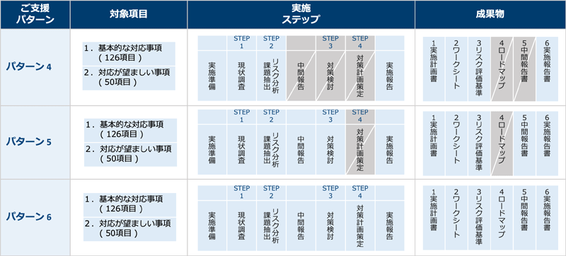 「基本的な対応項目」と「対応が望ましい項目」に対する支援のパターン