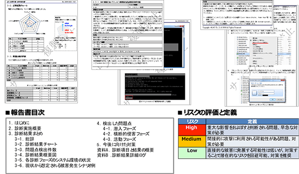 ペネトレーションテスト報告書目次、リスクの評価と定義