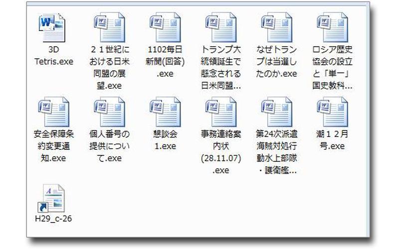 Figure 1 Examples of executable files disguised as icons and shortcut files