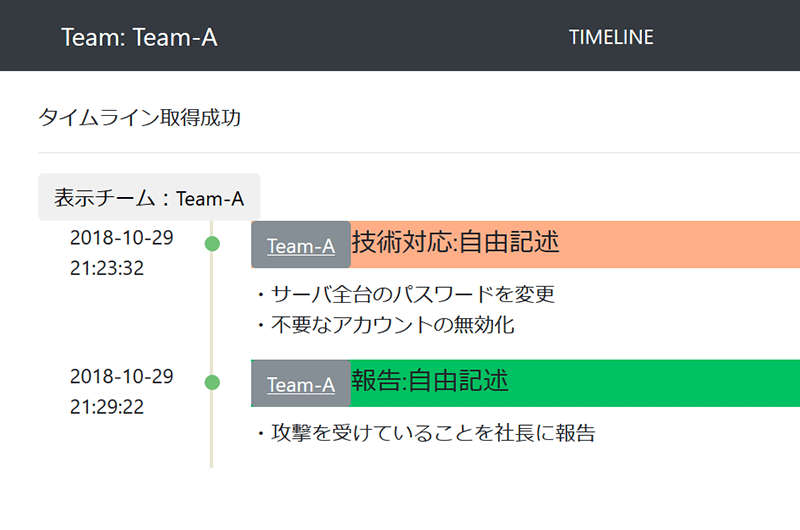 演習参加者向けのタイムラインツール画面2