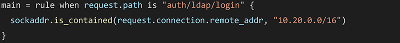 LDAP認証を利用したログインについて、特定の接続元IPに制限したい場合の記述