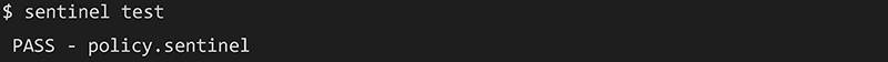 sentinelコマンドでテスト、「PASS」が表示