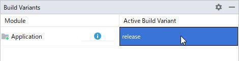 Android Studioの[Build Variants]設定画面