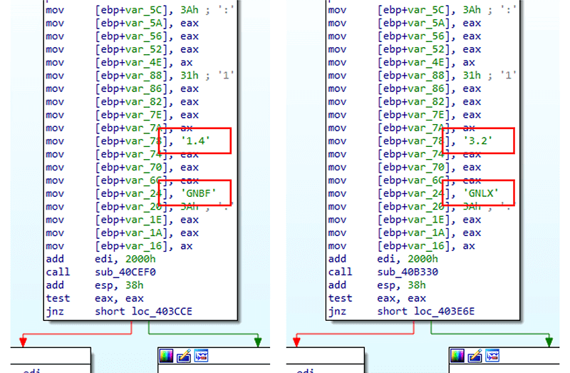 FormBookとXLoaderの識別箇所