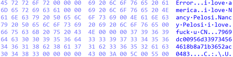 Claimloader内に埋め込まれたメッセージの一部 2022年8月