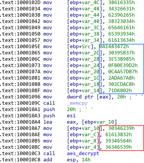 Claimloaderに含まれる暗号化されたシェルコード(一部)