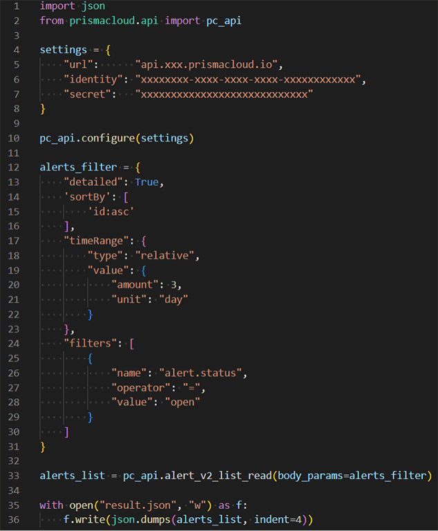 prismacloud-apiパッケージを用いたサンプルコード