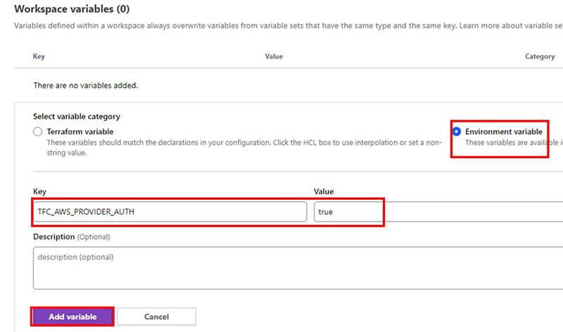 Terraform Cloudの環境変数を設定