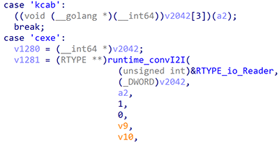 図12 gokcpdoorのC2コマンドの実装コード