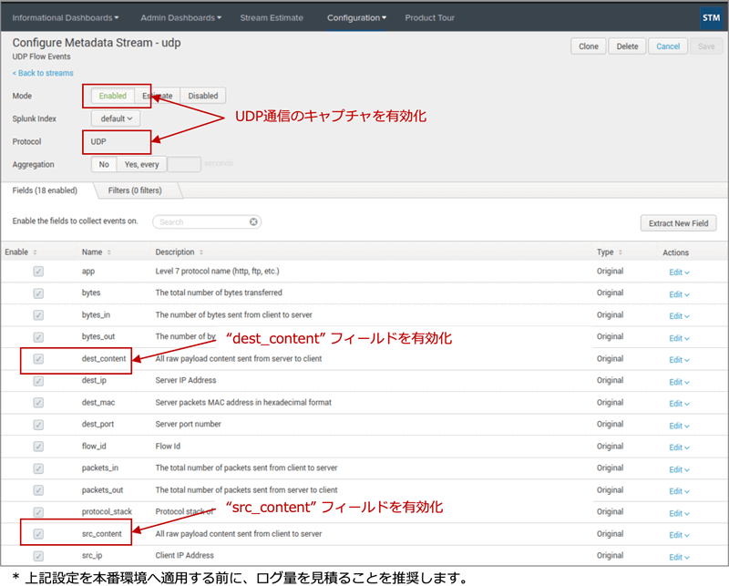 図28 Splunk Streamの設定例