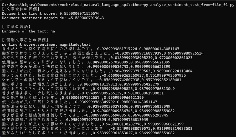 アンケートデータを分析するコードの実行結果