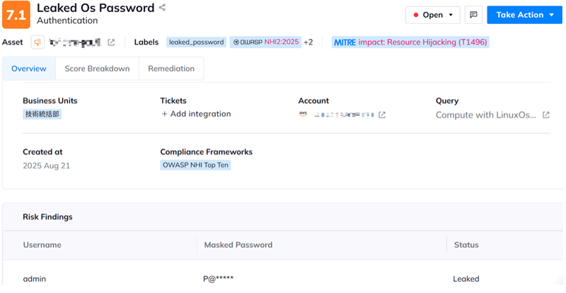 強度の低いパスワード