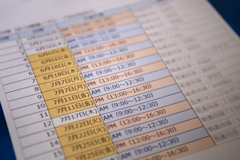 研修のスケジュール