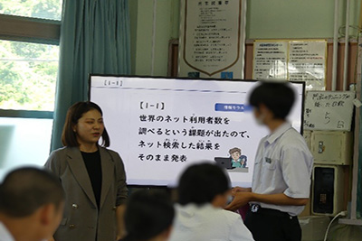 「リテらっこ」演習の様子：山口県光市立大和中学校