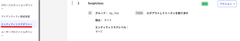 「Entity Risk Policy」を設定