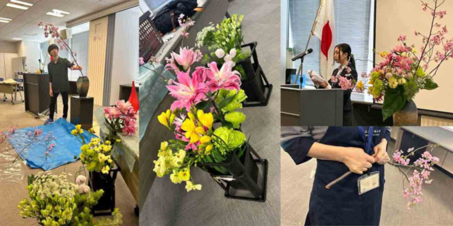 春らんまん！華道部の生け花で新入社員を迎えました | LAC WATCH