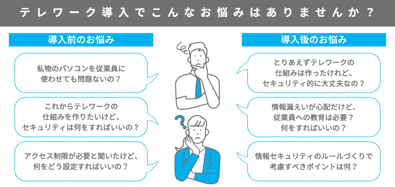 テレワーク導入前・導入後でこんなお悩みはありませんか？