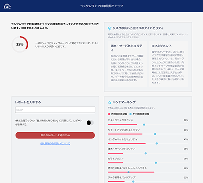 ランサムウェア対策簡易チェック結果画面