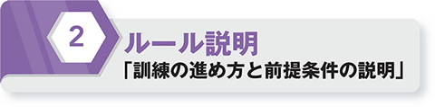 2ルール説明「訓練の進め方と前提条件の説明」